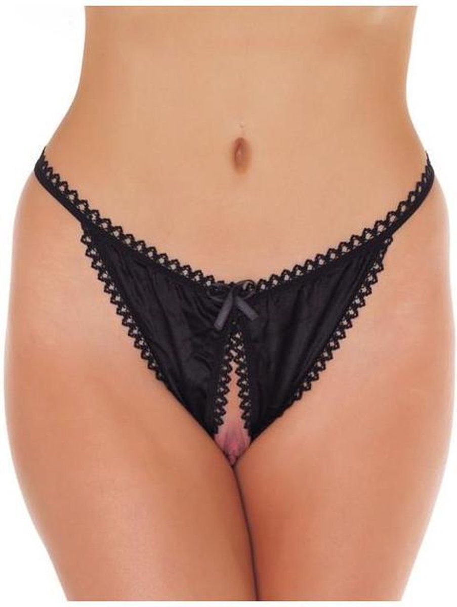 Rimba Amorable Tanga slip met open kruis - zwart - 8718924220979
