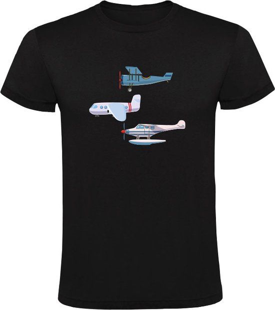 Sol's Zwart Vliegtuig Kindershirt - Unisex - Katoen - Maat 140