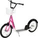 HOMCOM Kinderstep met voormand, verstelbaar stuur, dubbele rem, autoped voor kinderen, roze