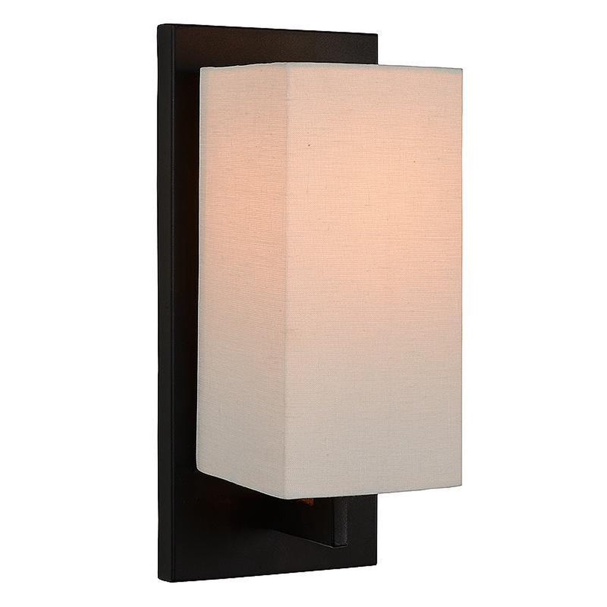 Atmooz - Wandlamp Tommaso - Voor binnen - Industrieel - Woonkamer / Slaapkamer - Zwart en witte kap - Hoogte = 35cm - Metaal en linnen kap