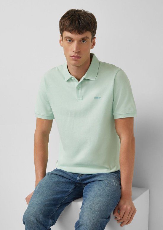 s.Oliver Polo-Shirt Heren Korte Mouw Katoen Effen Mint S
