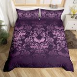 Ensemble de literie en satin, design gothique, 3 pièces, pour lit double, violet