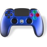Freaks and Geeks Manette sans fil - Touchpad - Éclairage - Vibration - Métal Bleu - PS4/PC