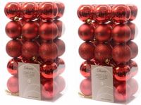 Decoris Kaemingk B.V. 60x Kerst rode kunststof kerstballen 6 cm - Mix