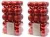 Decoris Kaemingk B.V. 60x Kerst rode kunststof kerstballen 6 cm - Mix
