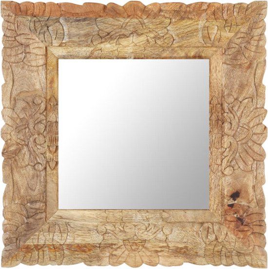 vidaXL Wandspiegel 50x50 cm Massief Mangohout
