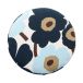 Marimekko Pieni Unikko Coussin de siège rond Blanc-Myrtille-Bleu froid-Brun foncé