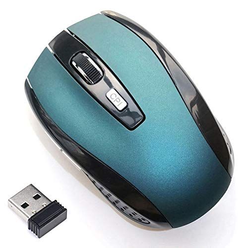 2.4 Ghz draadloze gaming muis 2000 DPI optische PC muis met USB-ontvanger, geschikt voor PC laptop blauwgroen