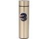 Excellent Houseware RVS warmhoud thermofles / isoleerfles voor onderweg metallic goud 450 ml met ingebouwde themometer in de dop