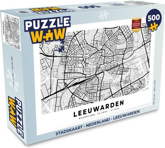 MuchoWow Puzzel Stadskaart - Nederland - Leeuwarden - Legpuzzel - Puzzel 500 stukjes - Plattegrond