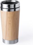 Non-branded Luxe gobelet/thermosbeker pour café ou thé - 10x - 500 ml - acier inoxydable/bambou