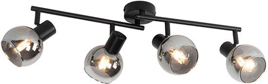 QAZQA Vidro Art Deco Plafondlamp - 4 Lichts - Zwart - E14 - 77cm