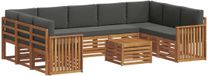 vidaXL Bank loungeset 9 zitplaatsen Natuurlijk en Antraciet Acacia hout