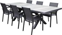 AVH-Collectie Malaga New Delhi dining tuinset uitschuifbaar 204-264x103xH74,5 cm 5 delig aluminium