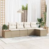 Maison Exclusive - Set de cinq coussins de banc de jardin, beige, en polyrotin