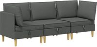 vidaXL Modulaire bankset met opslag 3-zits Donkergrijs Stof