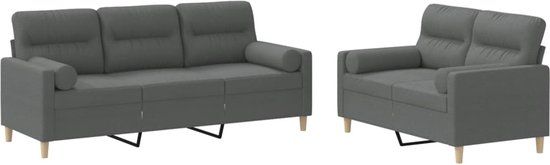 vidaXL 2-delige Loungeset met kussens stof donkergrijs