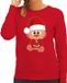 Bellatio Decorations Foute Kersttrui/sweater voor dames - all I want - taart - rood - kerst poes L