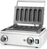 HENDI Wafelijzer voor 6 lolly-wafels of corndogs – antiaanbaklaag – traploos instelbare temperatuur – roestvrij staal