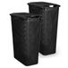 Plasticforte Smalle Wasmand met deksel Rotan - 2x - zwart - gevlochten kunststof - 48 liter - 27 x 46 x 60 cm