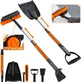 Shenzhen Haorui Industrial Technology Co., Ltd. Grattoir à glace pour voiture, brosse de nettoyage 5 en 1, grattoir à glace avec pelle à neige, poignée en mousse et tête de brosse à 360 degrés, pour voiture, pare-brise, fenêtres, SUV, camion (A) - Orange