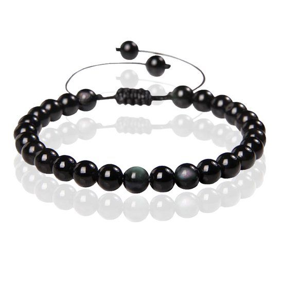 Memphis No.2 Natuursteen Armband Dames - 6mm Color Obsidian