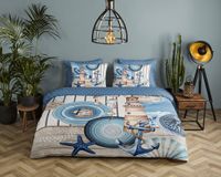 HIP dekbedovertrek mandalas/ maritiem - Lits jumeaux 240x200/220 cm - Bleu - 100% Coton satin