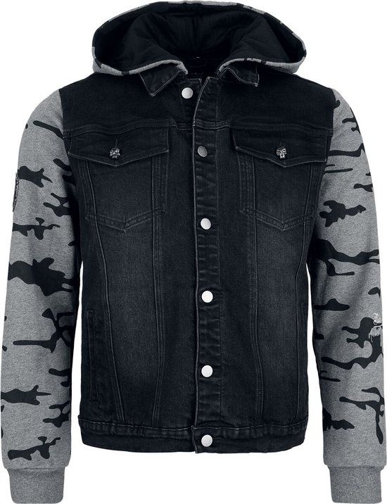 Rock Rebel by EMP Zwart/grijze hoodie met knoopjes - Heren - M
