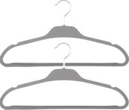 5five Set van 20x stuks kunststof/rubber kledinghangers grijs 45 x 24 cm
