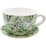 Dekohelden24 XXL bloempot met handvat van keramiek, rank, 34 x 28 x 16 cm (l x h)