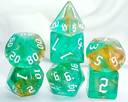 dice4friends DIC37361 dobbelstenen set Galaxy: Smarragd Yellow (7) dobbelstenen