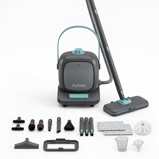 Achaté Stoomreiniger PRO V2 – 1500W Krachtige Reinigingsmachine – 3.5 Bar Stoomdruk – 800ml Tank – Vloerreiniger, Tapijtreiniger & Handstomer – Doodt 99,9% Bacteriën