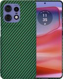 Techsuit Hoesje geschikt voor Motorola Edge 50 Pro - Carbonite FiberShell Carbon Back Cover - Groen