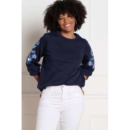 LOLALIZA gebloemde sweater blauw
