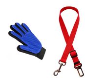 Hondengordel Jonyx Hondengordel auto - Autogordel hond - Autoriem - Verstelbaar - Huisdier autoaccessoire - Met vachthandschoen - Nylon - Rood/blauw