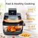 StarTech Heetluchtfriteuse - 4 liter - 1500 watt - 2 glazen bakken - 4-in-1 - Frituren, bakken, opwarmen en Max Crisp - Blauw