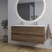 Saniclass Chaci Badkamermeubelset - 120x46x55cm - Keramische Wastafel Wit - 2 Wasbakken - 2 Kraangaten - 2 Lades - Ronde Spiegel met Verlichting - Noten