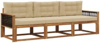 vidaXL Acacia Hout Loungeset 3-delig Natuurlijk en Beige