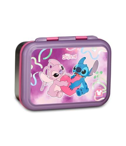 Seven Lilo & Stitch lunchbox, roze, 850 ml, hittebestendig, binnenscheidingswand, vaatwasmachinebestendig, stalen basis, school, sport, reizen, kinderen, meisjes
