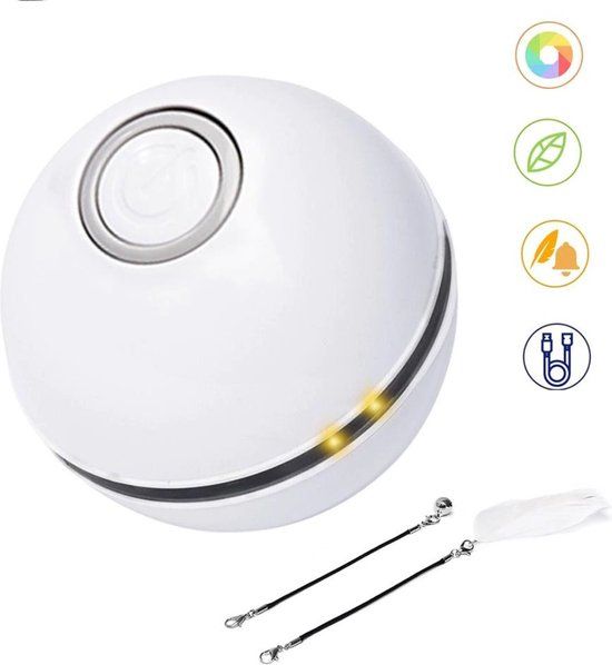 Otiume Elektrische Speelbal - Interactief Kattenspeelgoed - Wit