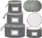 Merkloos Relaxdays Opbergdozen - 4 stuks - voor borden - grijs