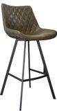 Happiq Tabouret de bar - Vert - Dossier - Repose-pieds - Similicuir - Cuisine