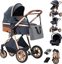 Lunola Nova 3-in-1 Kinderwagen Set - Blauw - Incl. Autostoel - 0-20kg - XXL