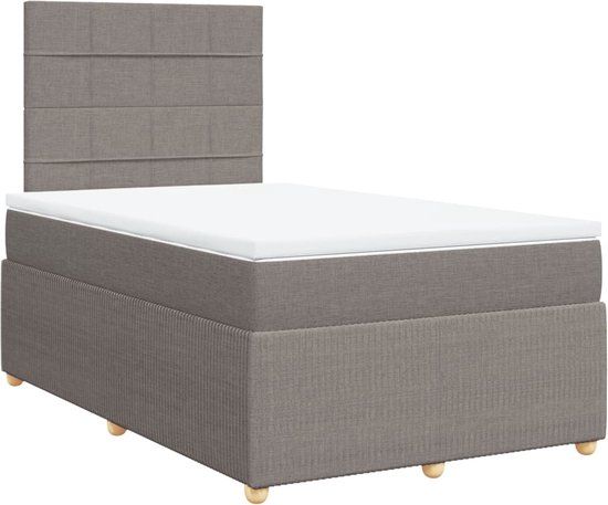 vidaXL Boxspring met matras stof taupe 120x200 cm