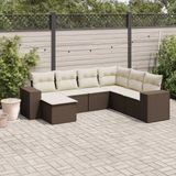 Maison Exclusive - Ensemble de jardin, 7 pièces, avec coussins, marron, en polyrotin