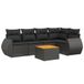 vidaXL 6-delige Loungeset met kussens, polyrattan, zwart
