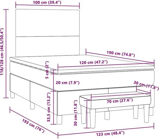 vidaXL Boxspring met matras fluweel zwart 120x190 cm