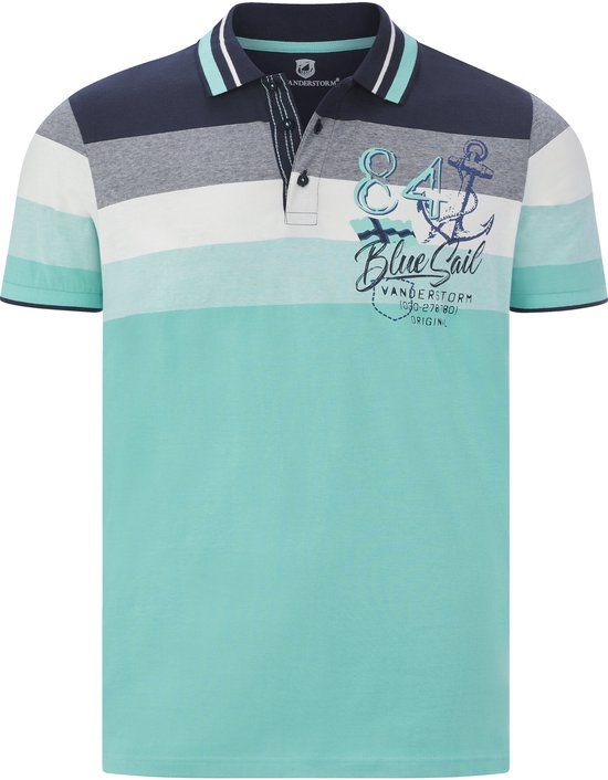 Jan Vanderstorm heren Poloshirt - 7XL - turquoise - Katoen
