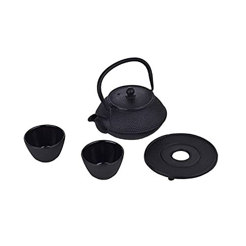 Laguiole Theepot van gietijzer, zwart, geëmailleerd, binnenkant zwart, 800 ml
