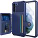 Merkloos Samsung Hoesje met Kaarthouder Back Cover Blauw Geschikt voor Samsung Galaxy S21 FE